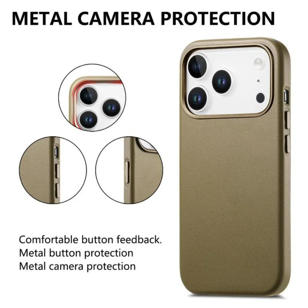 For iPhone 17 Pro Max Electroplated Metal Button MagSafe Phone Case(Green)